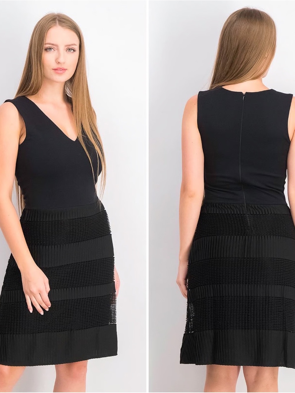 French Connection Black V-Neck Sleeveless Dress